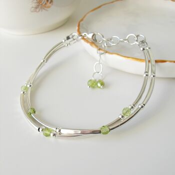 Peridot And Silver Double Stranded Bracelet, 6 of 6