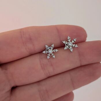 Sterling Silver Christmas Snowflake Earrings, 6 of 10