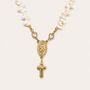 Handmade Freshwater Irregular Pearl Rosary Choker With Cross Charm, thumbnail 2 of 9
