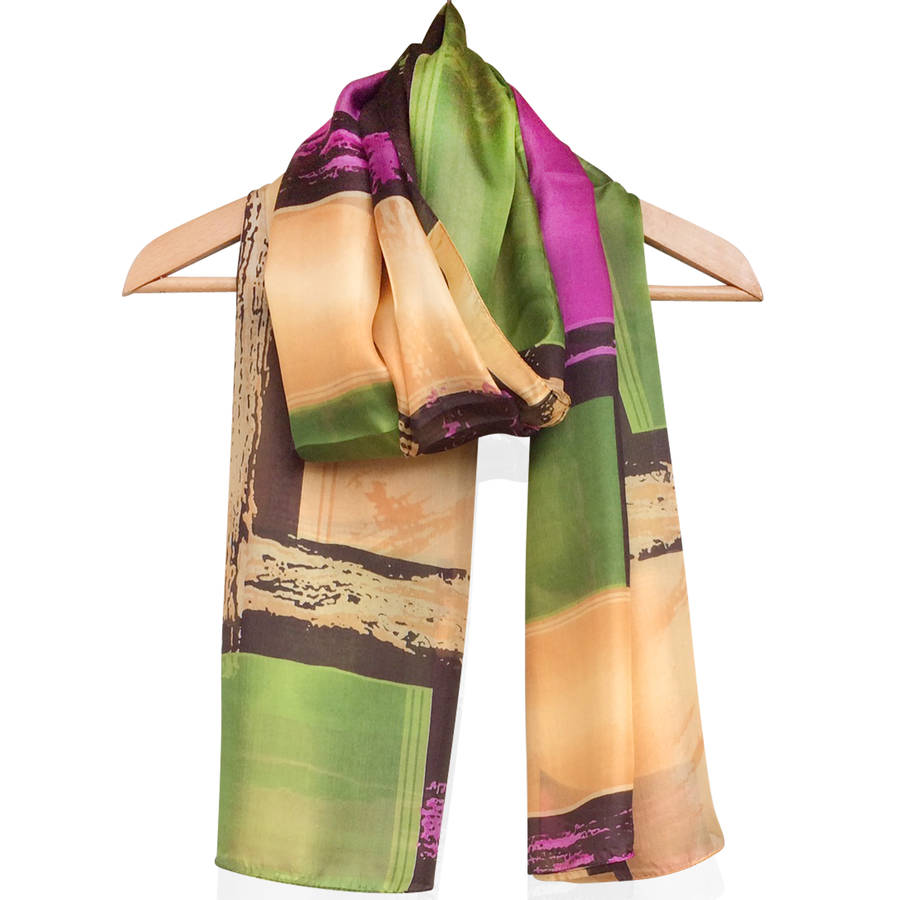 Large 'Geometric' Pure Silk Scarf By Wonderland Boutique