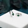 Emerald Green Single Pear Cut Cz Huggie Hoop, thumbnail 2 of 11