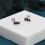 Sterling Silver Triple Black Baguette Cz Screw Back Earrings, thumbnail 3 of 12