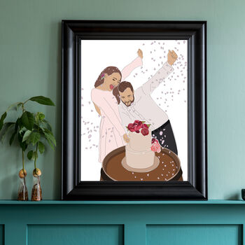Custom Family Portrait Line Art Colour Block Gift, 9 of 9