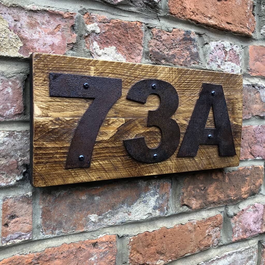 Reclaimed Pine And Metal House Wall Door Numbers By The Rustic ...