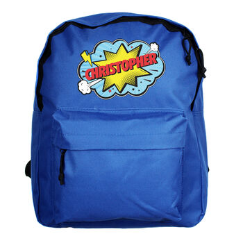 Personalised Superhero Blue Backpack, 5 of 5