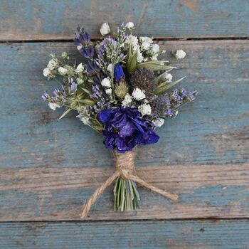 Wedding Dried Flower Bouquet Meadow Blues Right, 4 of 5