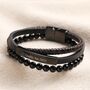 Personalised Onyx Bead Leather Triple Layered Bracelet, thumbnail 1 of 8