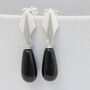 Silver Deco Dropper Earrings With Onyx, thumbnail 1 of 10