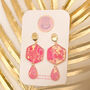 Pink And Gold Foil Speckled Drop Statement Earrings, thumbnail 3 of 8