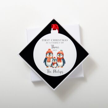 Personalised First Christmas Penguin Family Tree Decoration, 4 of 8
