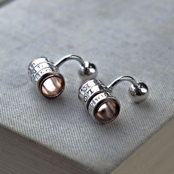 Copper And Silver Personalised Cufflinks, 4 of 7