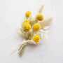 'Sunny' Yellow Dried Flower Buttonhole Wedding Corsage, thumbnail 2 of 6