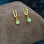 Sterling Silver Green Opal Dot Huggie Hoop Earrings, thumbnail 5 of 11