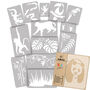 Reusable Plastic Stencils Pcs 14 Jungle With Brushes, thumbnail 1 of 4