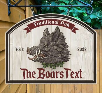 Boars Head Personalised Home Pub Sign Man Cave Sign, 3 of 8