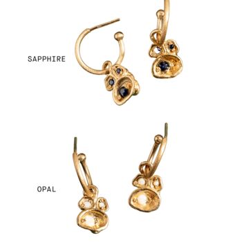 Gold Vermeil Birthstone Pendant Hoop Earrings, 8 of 12