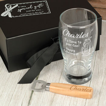 Personalised Golf Retirement Pint Glass And Gift Set, 5 of 7