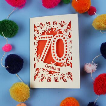 Personalised 70th Birthday Card Papercut Spotty Design, 4 of 9