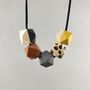 Leopard, Brown And Grey Geometric Necklace, thumbnail 1 of 7
