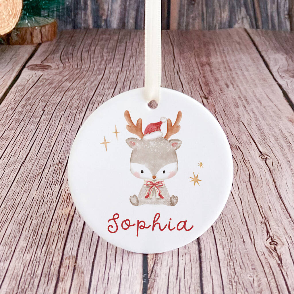 Personalised Christmas Reindeer Ceramic Ornament Gift, 1 of 7
