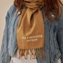 Personalised Biscuit Scarf With Embroidered Customisable Slogan, thumbnail 1 of 3