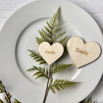 Wood Heart Wedding Favour Place Name Settings, 9 of 10