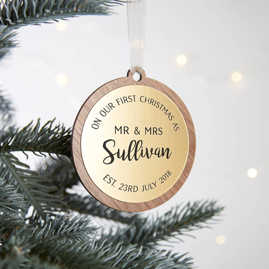 Personalised First Married Christmas Bauble, 1 of 4