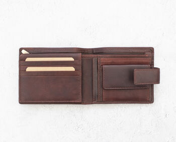 Personalised Men's Leather Wallet Flip Up Rfid Safe, 7 of 12