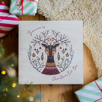 Personalised Reindeer Christmas Eve Wooden Box, 3 of 9