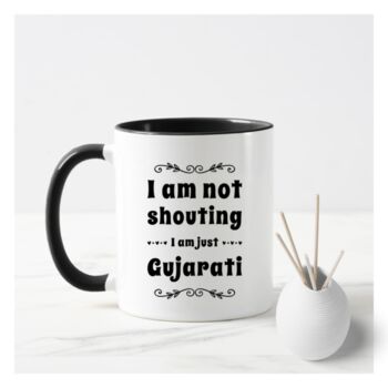 I Am Not Shouting I Am Just Gujarati Mug, 3 of 3
