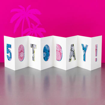 80th Birthday Card, Tropical Fold Out 80 Today! Banner, 5 of 8
