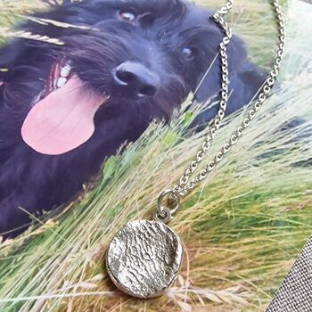 Silver Organic Dog Nose Cast Print Necklace, 2 of 3