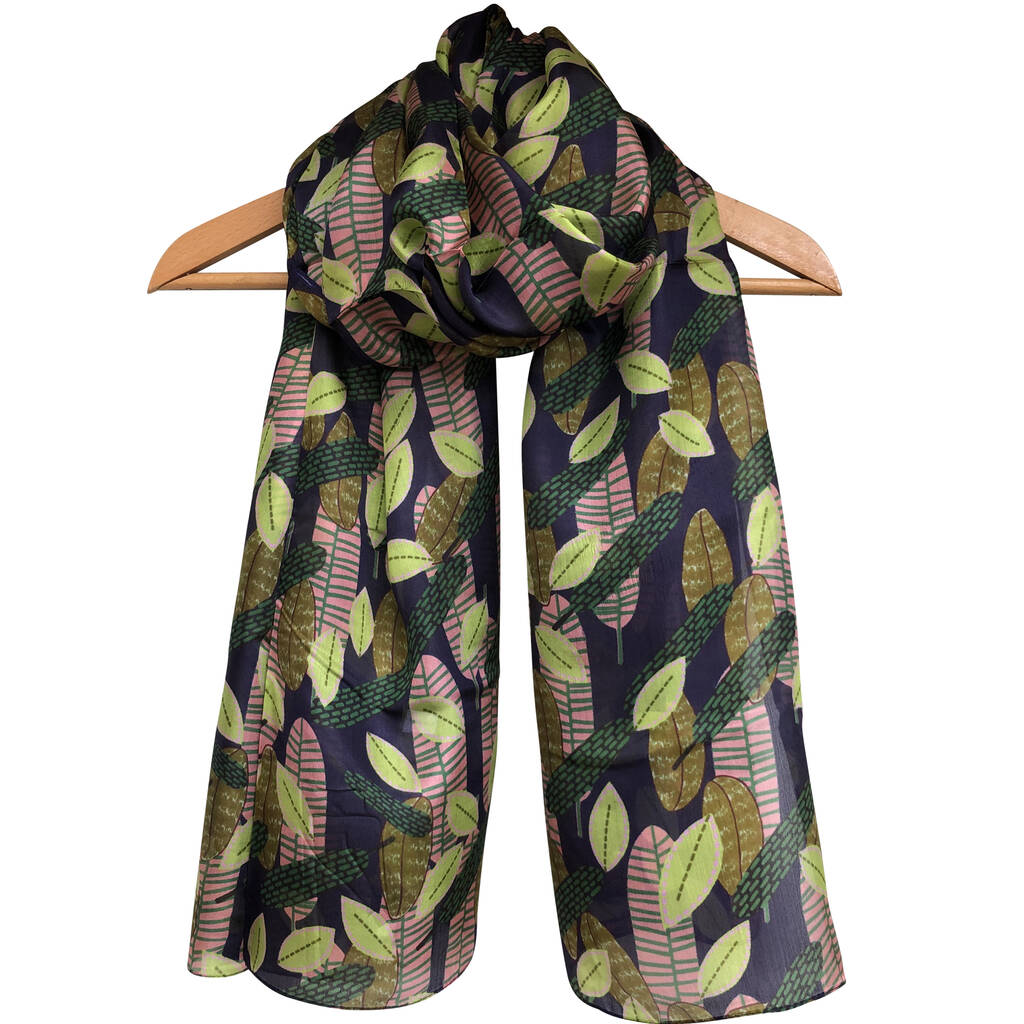 Large 'Contemporary Leaves' Pure Silk Scarf, 1 of 3