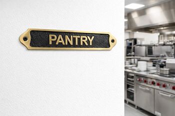 Decorative Brass Pantry Door Sign Plate With Black Finish, 2 of 7