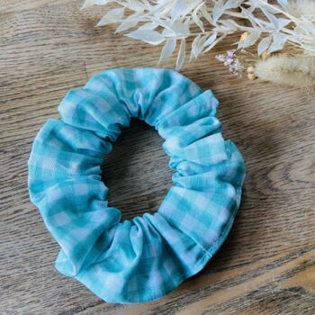 Wire Twist Headband And Scrunchie In Blue Gingham, 3 of 3