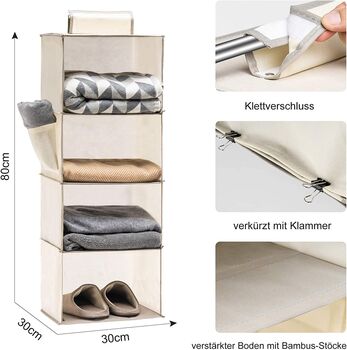 Beige Hanging Wardrobe Storage Organiser, 7 of 7