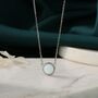 Sterling Silver White Opal Dainty Coin Pendant Necklace, thumbnail 3 of 12