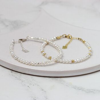 Delicate Pearl Bracelet Sterling Silver Or Gold Vermeil, 5 of 11