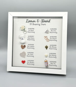 Personalised 10th Tin Anniversary Frame Gift, 3 of 8