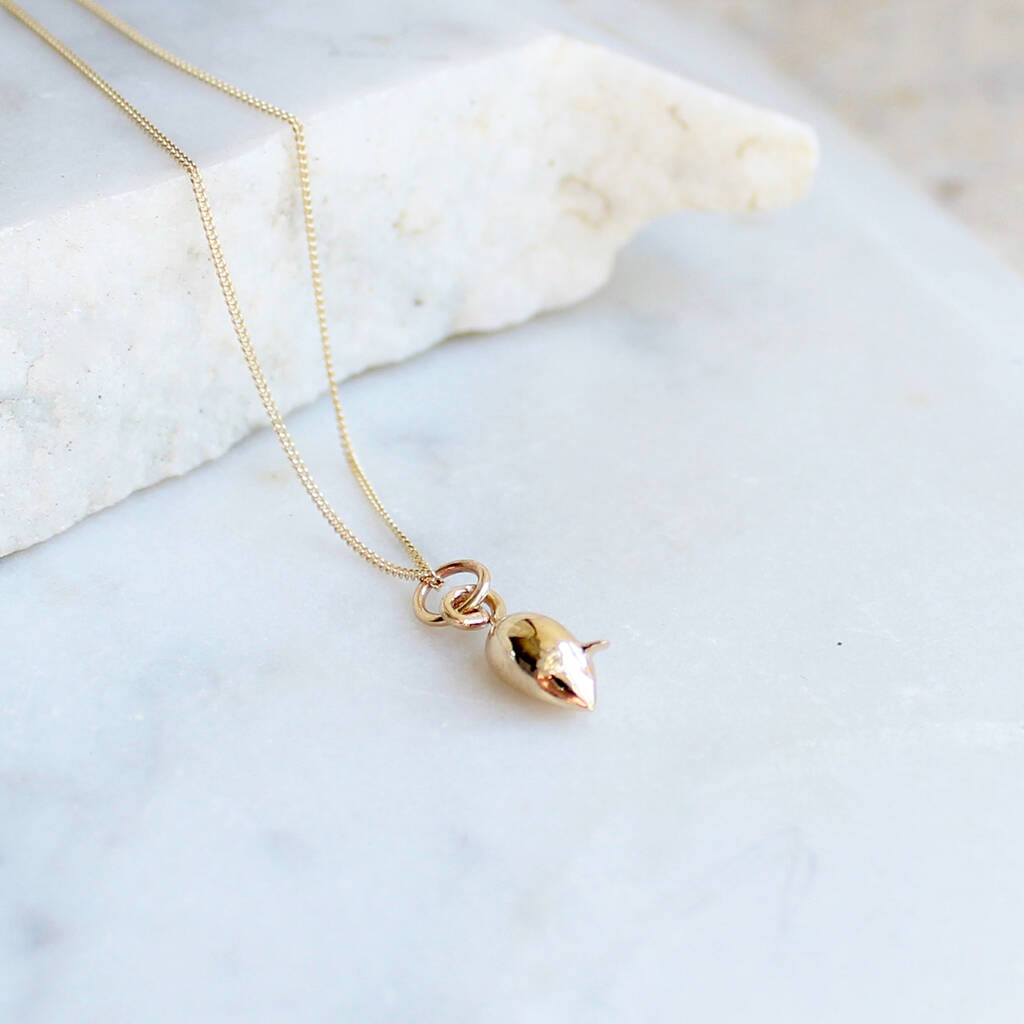 14ct Solid Gold Tiny Mouse Charm Necklace By Lime Tree Design ...