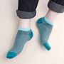 Mayfair Cream And Lux Taylor Turquoise Men Trainer Socks, thumbnail 2 of 5