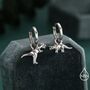 Sterling Silver Mismatched T Rex And Triceratops Hoop Earrings, thumbnail 1 of 12