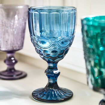 Set Of Four Vintage Embossed Coloured Wine Glasses, 6 of 10