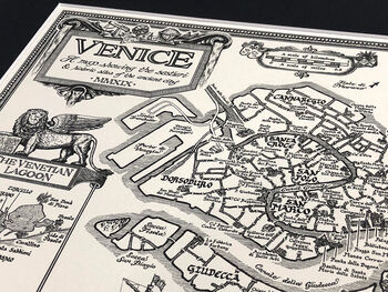 Venice Map Hand Drawn Fine Art Print, 8 of 12