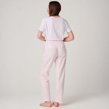 Women's 'Shell Pink' Satin Stripe Cotton Pyjama Trousers, 3 of 4