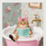 Your Own 'Cat In The Bath Reading' Wall Art Print | Customise The Cat And The Book Title, thumbnail 3 of 6