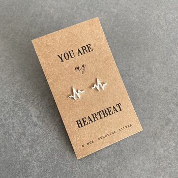 You Are My Heartbeat Sterling Silver Earrings, 2 of 4