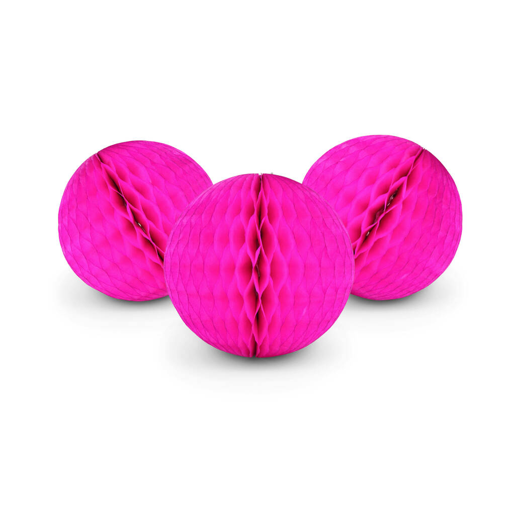 Honeycomb Ball 15cm Bright Pink, Pack Of Three