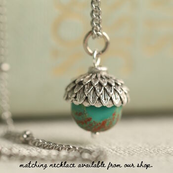 Turquoise Silver Acorn Earrings, 6 of 7