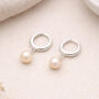 Sterling Silver Freshwater Pearl Huggie Hoop Earrings – 7mm Pearls, thumbnail 2 of 6
